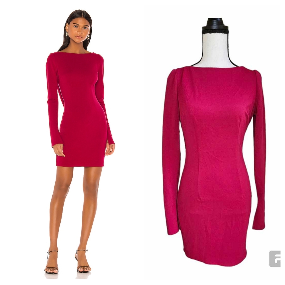 NWT Katie May Glisten Open Back Long Sleeve Dress Ruby Size M